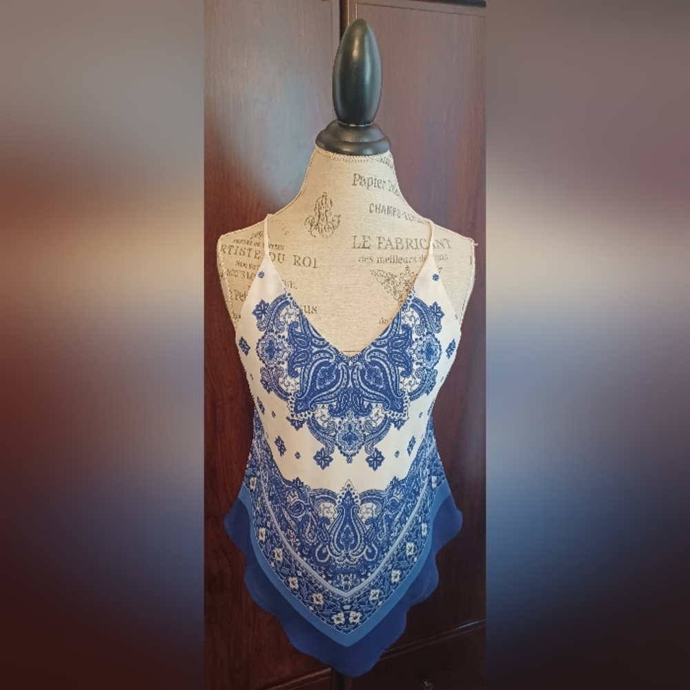 IZ Byer Blue and White halter top